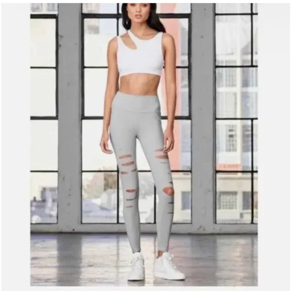ALO Yoga Grey Leggings with front slits size XS